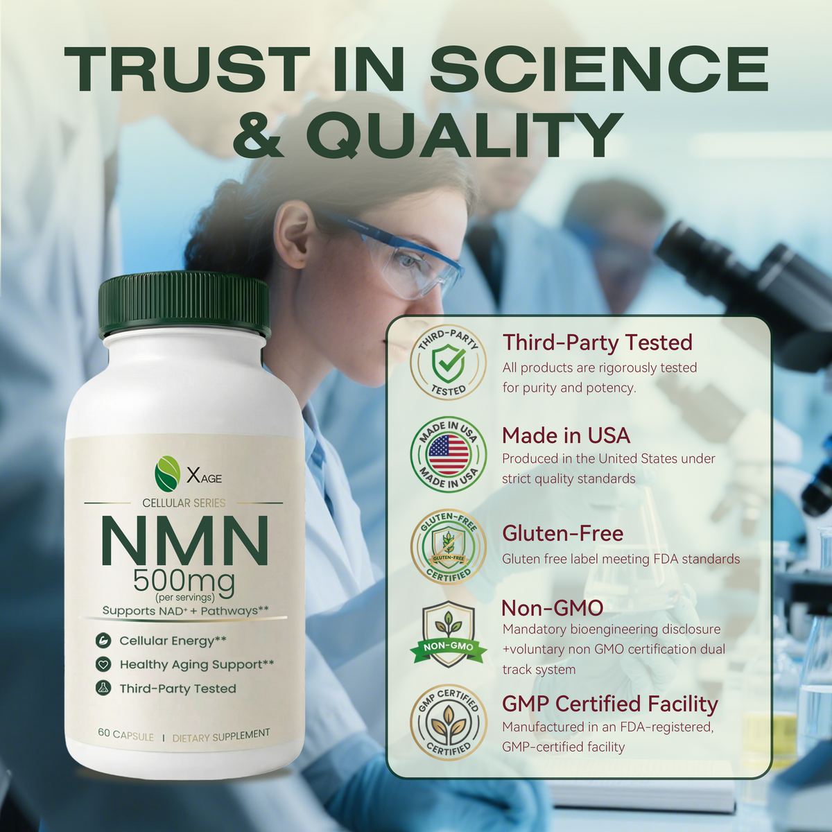 NMN Supplement – 15,000mg Total NMN per Bottle – High-Potency Formula Supporting NAD⁺ Pathways, Cellular Energy & Healthy Aging – 60 Capsules